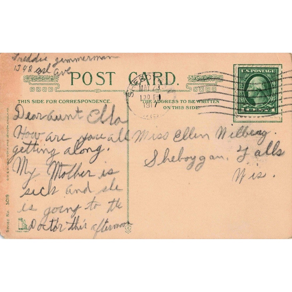 Vtg 1917 Comic Postcard Somebody Is Waiting For You Sheboygan WI GDD 5019 - Picture 2 of 2